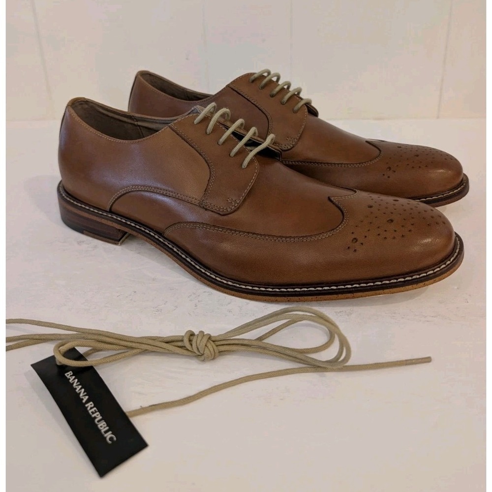 Banana Republic Mens Leather Oxford Dress Shoes Brown Lace Up Size 11M Old Stock